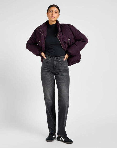 Lee Women's Ribbed Long Sleeve High Henley In Unionall Black